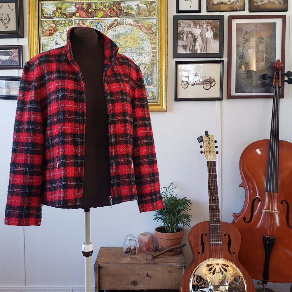 Vintage Plaid Zip Up Jacket